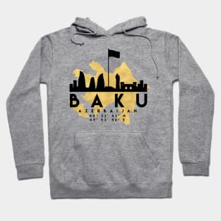 Baku Azerbaijan Skyline Map Art Hoodie